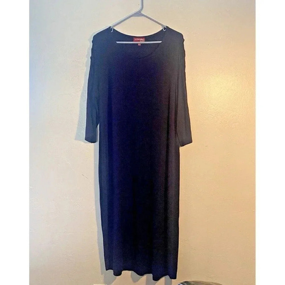 Downing Studio Ladies Pullover Dress Navy Blue Long Sleeve Crisscross Cutouts 1x - Picture 1 of 10